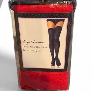 Leg Avenue Red Opaque Nylon Thigh Highs